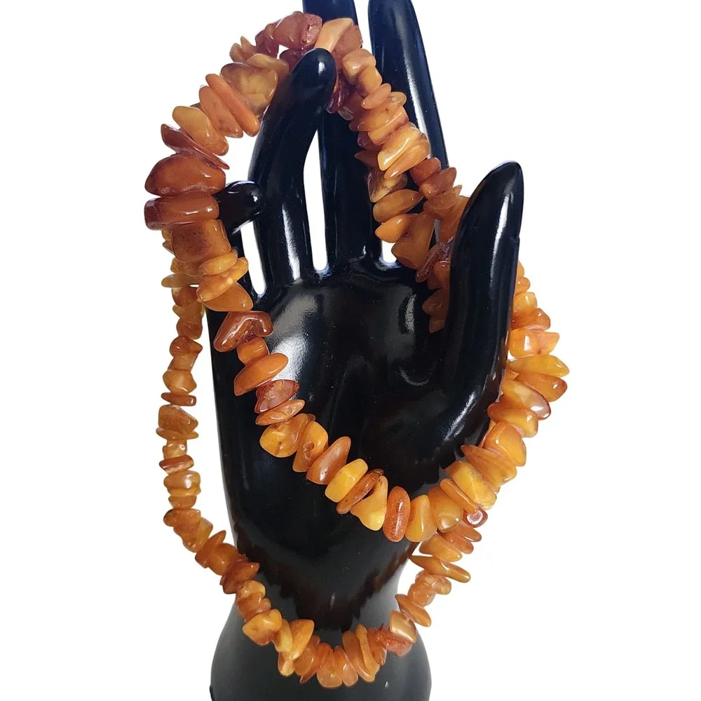 Vintage Natural Baltic Amber Chip Necklace Honey Butterscotch 24